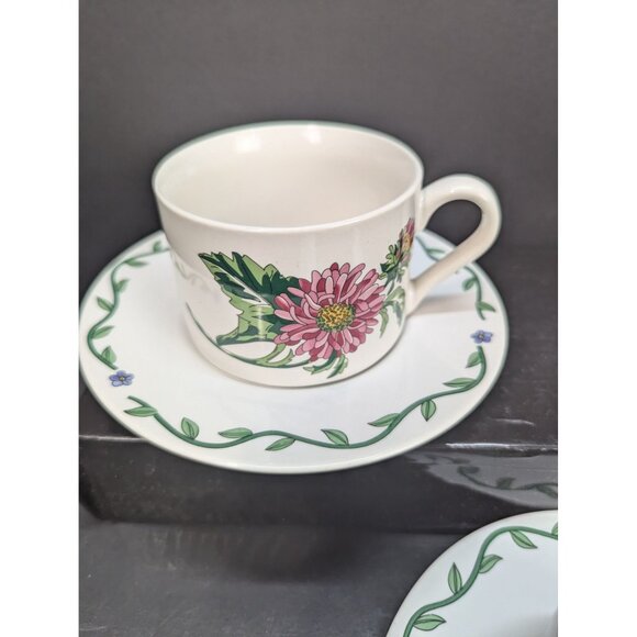 International Tableworks Terrace Blossoms 40 Flat Coffee Cup w/Saucer Set of 2 - Picture 2 of 10
